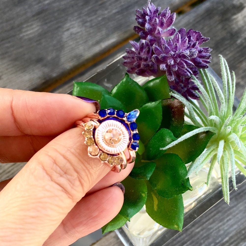Boho Crystal Rose Gold Rings - Picture 2 of 7